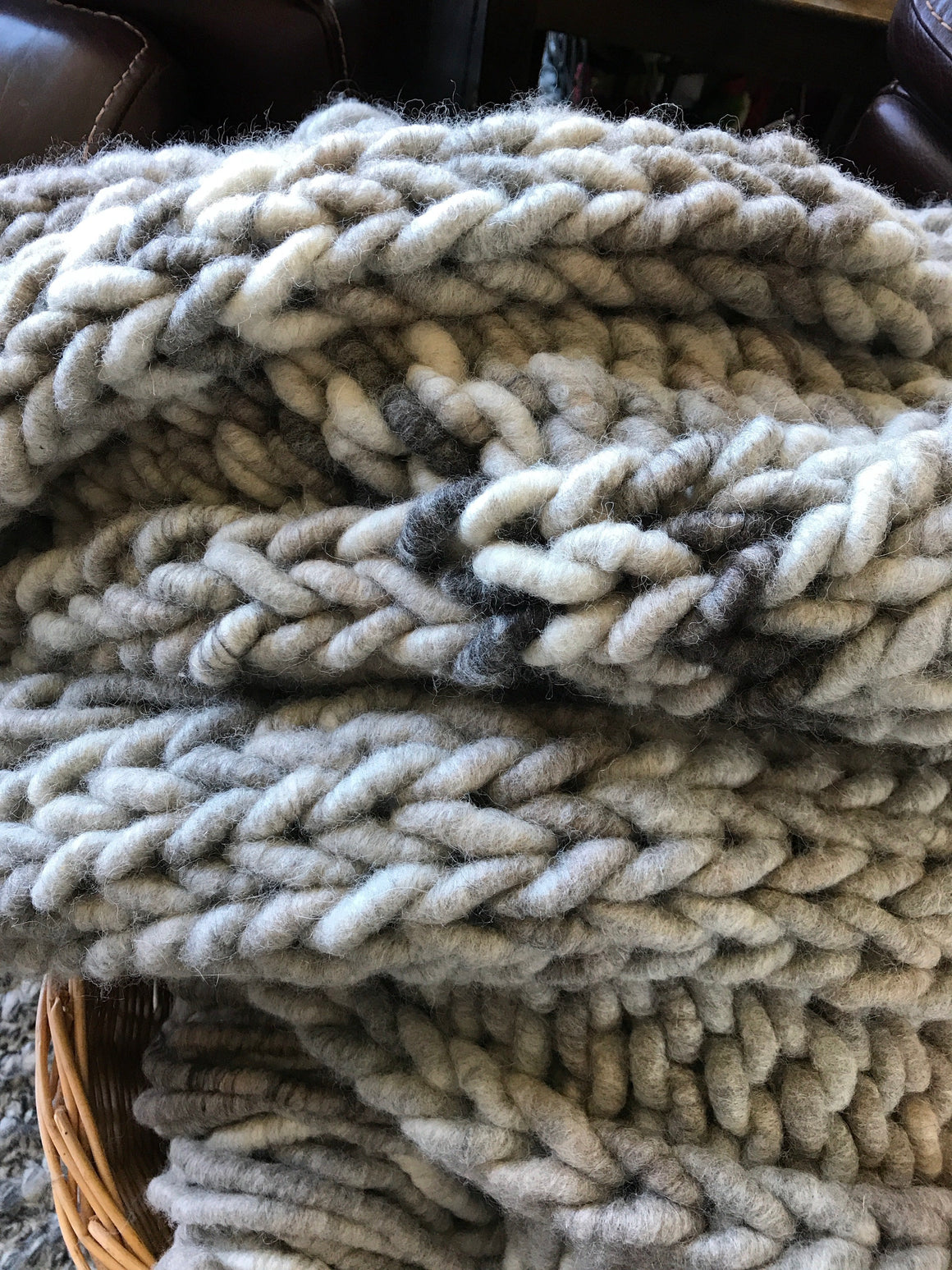 Blanket, Super Chunky Calico Marbled Knit