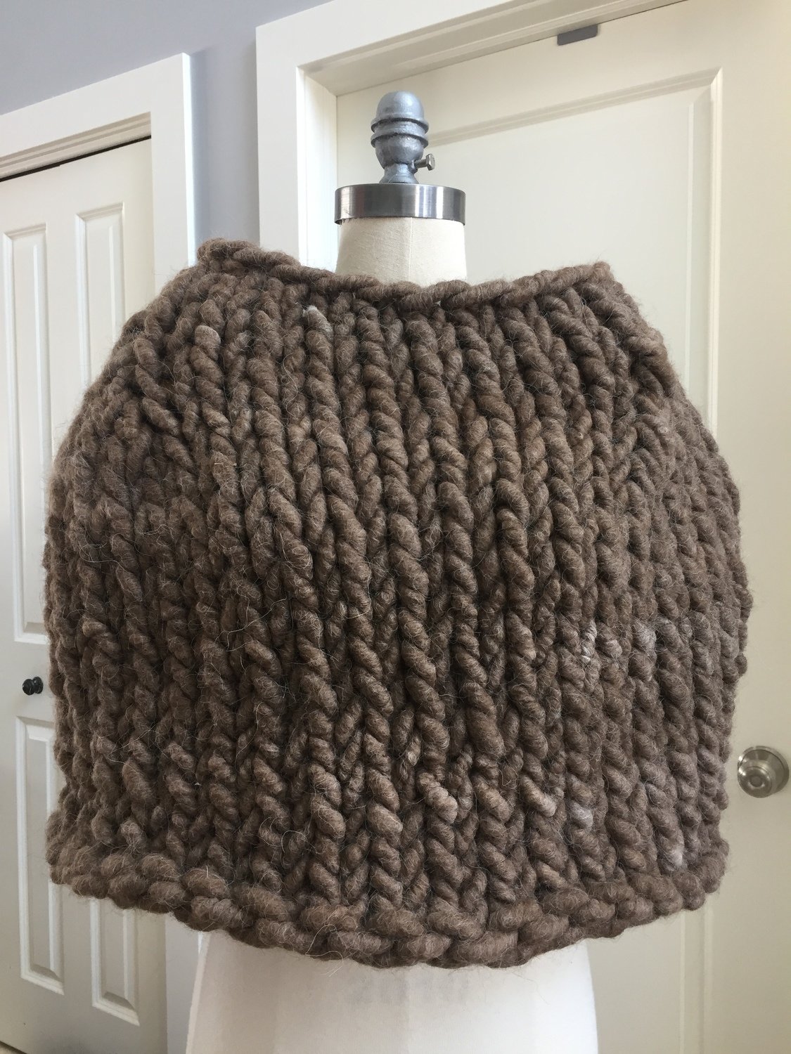 Shrug, Super Chunky Dark Fawn Knit