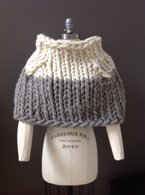 Shrug, Super Chunky White and Grey Knit