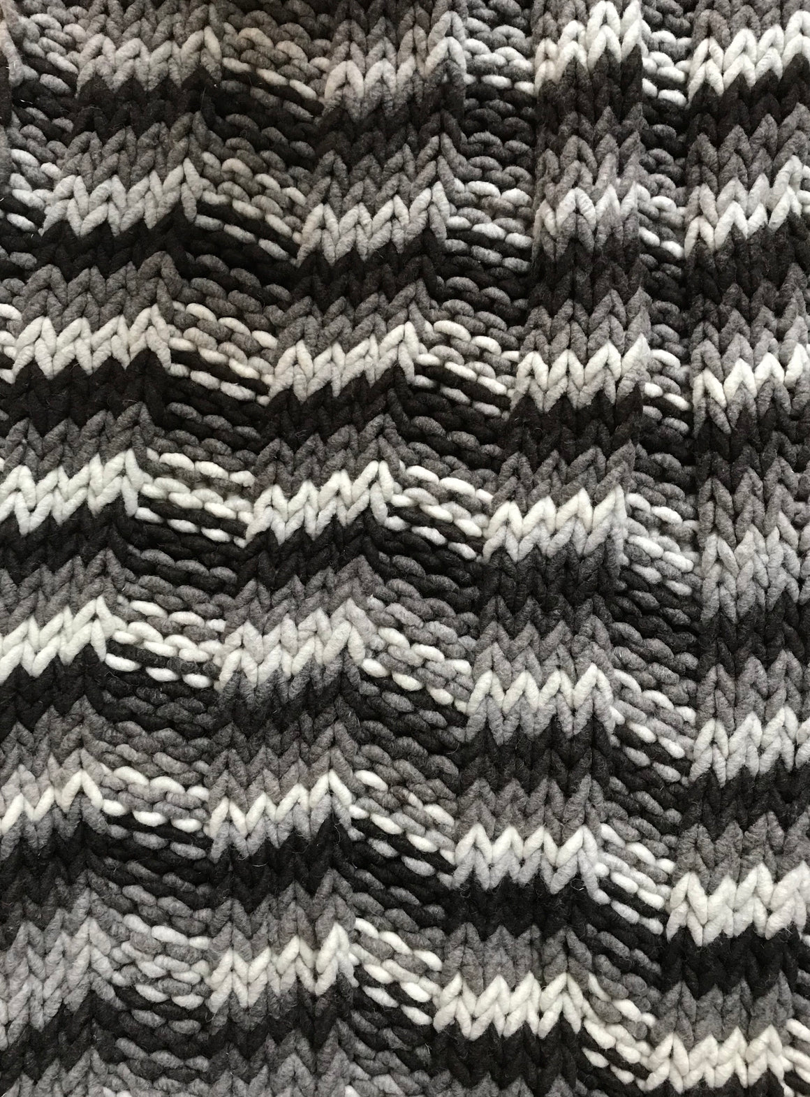 Blanket, Super Chunky Black White Striped Knit