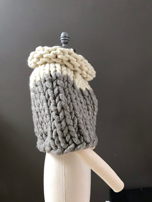 Shrug, Super Chunky White and Grey Knit