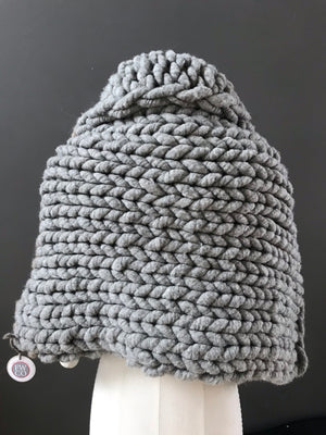 Cape, Super Chunky Grey and Fawn Knit