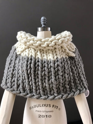 Shrug, Super Chunky White and Grey Knit